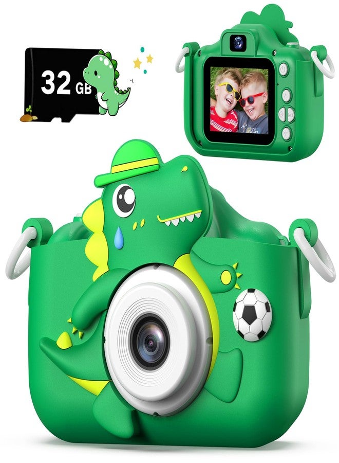 Cimizi Dinosaur Kids Camera for Boys Girls, Toddler Digital Selfie Camera with Cute Protective Cover and 32G SD Card, Christmas Birthday Gifts Toys for 3 4 5 6 7 8 9 10 11 12 Years Old Little Girls and Boys - Image 1